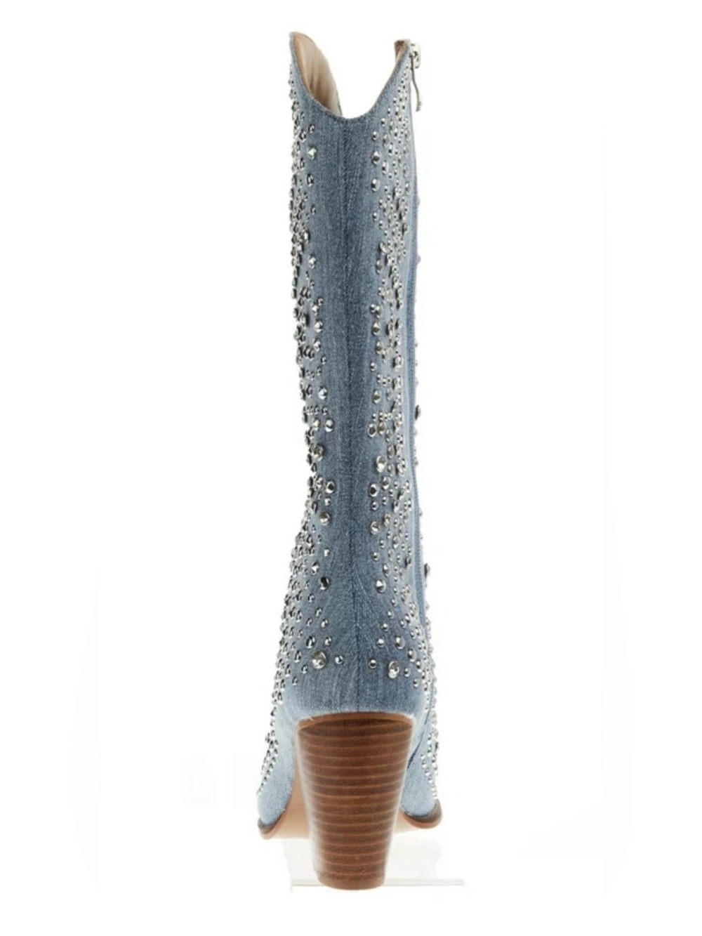 CORKY’S Hey Girl Light Blue Denim Cowboy Boots with Silver Rhinestones Size 9 - Picture 4 of 16